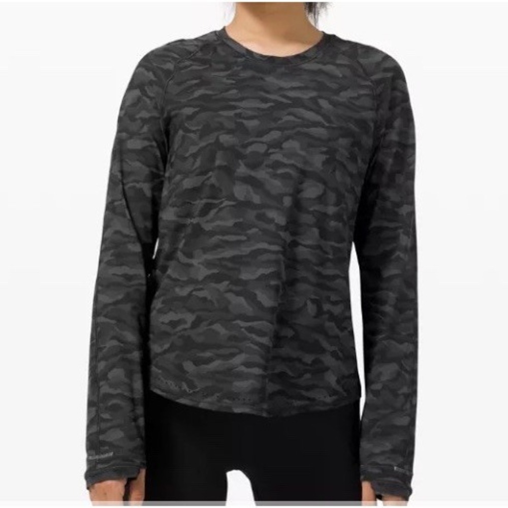 LULULEMON women's Rise And Run Long Sleeve Shirt Camo Sz 10 $78 Running Top‎